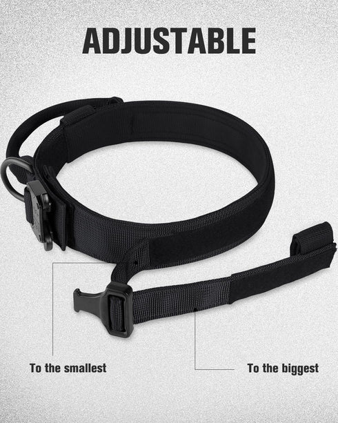 Joytale Tactical Dog Collar with Handle, Heavy Duty Military, Adjustable, for Medium Dogs, Black, M