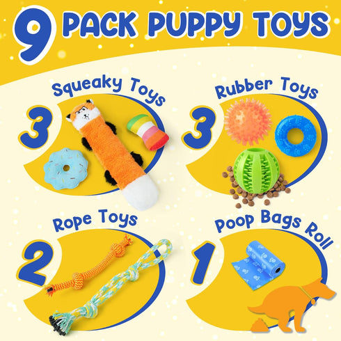 Puppy Toys for Teething, 9 Pack Interactive Dog Toys for Small Dogs, Chew Toys for Boredom