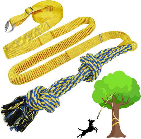 Dog Bungee Tug Toy, Durable Interactive Rope Toy Hanging from Tree for Small, Medium, Large Dogs, Outdoor Tug of War