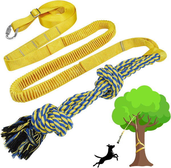 Dog Bungee Tug Toy, Durable Interactive Rope Toy Hanging from Tree for Small, Medium, Large Dogs, Outdoor Tug of War