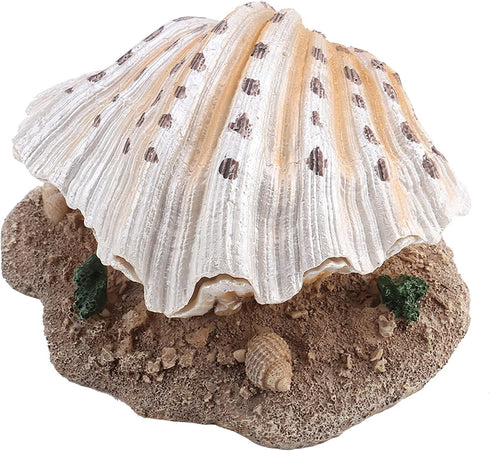 Aquarium Decoration, Fish Tank Simulation Resin Shell Pearl Bubbler Decor, Coral Reefs Aerating Action Ornament