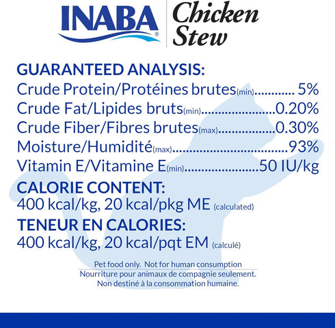 Inaba Chicken Stew Side Dish, Dry Cat Food Topper, 1.4 Ounce Pouches, Eight