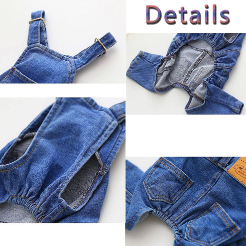 Dog Shirts Jean Overalls-Blue (XX-Large), Comfortable Cotton Denim Overalls for Small Medium Dogs, Adjustable Straps