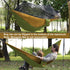 Portable Camping Hammock with Net, Lightweight Double Hammocks with Tree Straps, Parachute Nylon for Hiking Green&Khaki