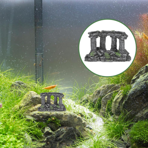 PRETYZOOM Miniature Roman Column Ornament for Aquarium Decorations, Rock Cave for Shrimp, Fish, and Turtle