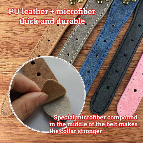 Spiked Anti-Bite Dog Collar, Bronze Round Studded, Blue, XS