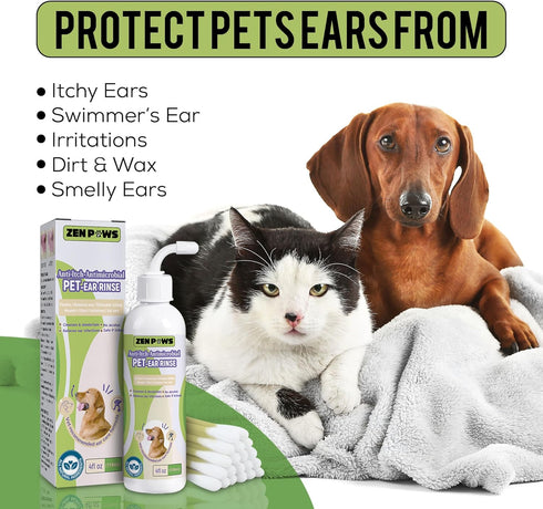 Dog and Cat Ear Cleaner Solution - Advanced Veterinary Formula Ear Drops, Remove Wax, Relieve Itchiness