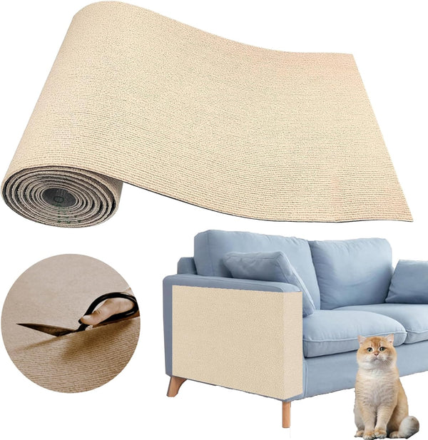 Cat Scratching Climbing Carpet Mat, Adhesive Trimmable Cat Scratcher Furniture Protector, Cat
