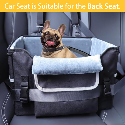25-30 lbs(Black) Foldable Dog Car Seat for Small Dogs,Potable Puppy Booster Seat with Harness &Safety Belt, Travel Pet