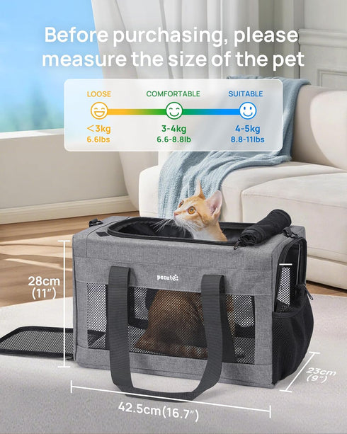 12lbs, Airline Approved Cat Carrier, Pet Carrier Soft-Sided, Portable Dog Carrier with Stable Structure, TSA Approved