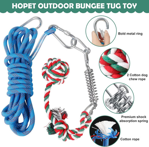 HOPET Dog Outdoor Bungee Solo Hanging Toy - Durable Interactive Tug Toy for Small Large Aggressive Chewers