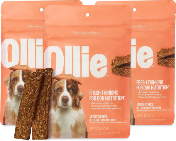 Ollie Beef & Sweet Potato Jerky Treats, 15 oz - All Natural Ingredients, Meat-First Recipe, No Preservatives