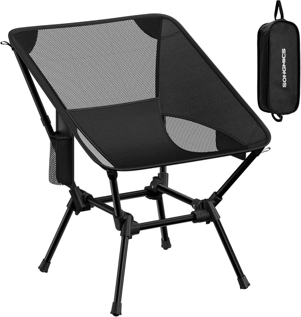 SONGMICS Camping Chair, Lightweight Folding Beach Chair, Adjustable Height, Steel Frame, Portable