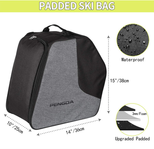 Ski Boot Bag for Kids, Waterproof Travel Bag for Ski Boots, Snowboard Boots, Goggles, and Gloves