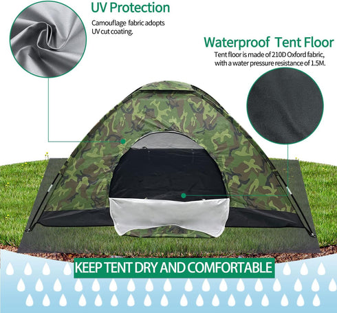 Lightweight Backpacking Tent Camouflage Outdoor Equipment for Camping Hiking Biking Trip - Sutekus