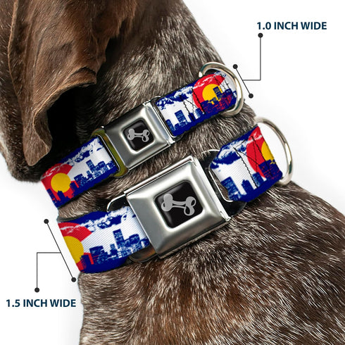 Buckle-Down 13-18" Colorado Skyline/Mountains Dog Collar, Wide Small Bone