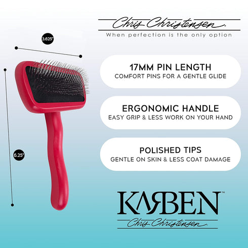 Chris Christensen Karben II Slicker Brush for Dogs - Ideal for All Coat Types, Remove Shedding Coat, 17 mm Stainless