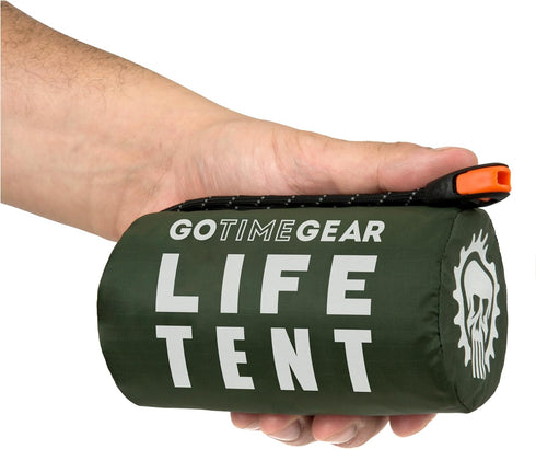 Go Time Gear Life Tent Emergency Survival Shelter, 2 Person Tent, Includes Survival Whistle & Paracord