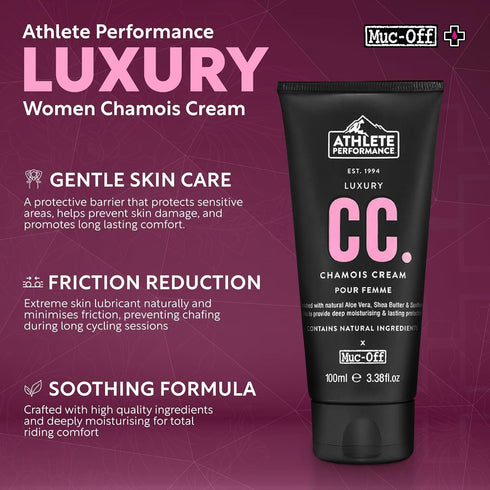 Muc-Off Women Luxury Chamois Cream Cycling - Extreme Skin Lubricant - pH Balanced & Deeply Moisturizing | Ideal