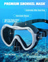 Snorkeling Gear for Adults, 180° Panoramic View Snorkel Mask Set, 100% Food-Grade Silicone Anti-Fog Diving Mask