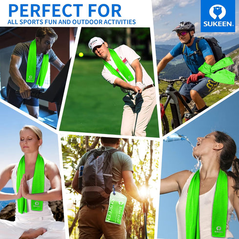 Sukeen 4 Pack Cooling Towel (40"x12"), Soft Breathable Ice Towel, Microfiber for Yoga, Sport, Running, Gym, Camping