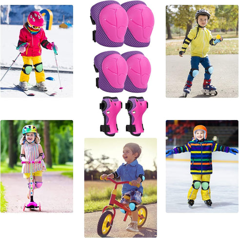 SAMIT Knee Pads for Kids 3-8 Years, Boys Girls Protective Gear Set, Toddler Knee and Elbow Pads with Wrist Guards, 6 in
