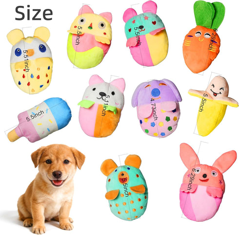28Pcs Set Squeaky Dog Toys Bulk - Cute Small Dog Toys Plush Puppy Chew Toys for Small/Medium Dogs, Interactive Pet Toys
