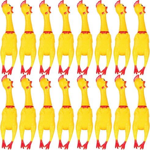 Sratte 16 Pack Screaming Chicken Toys Bulk Large Rubber Squeaking Chicken Toys