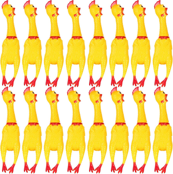 Sratte 16 Pack Screaming Chicken Toys Bulk Large Rubber Squeaking Chicken Toys