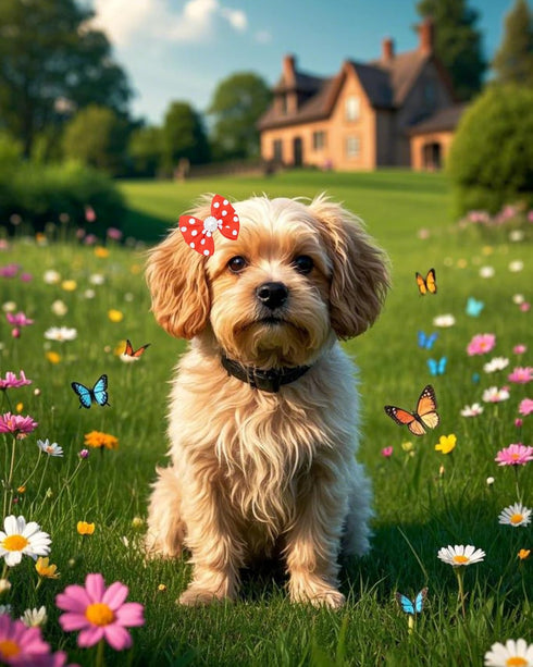 PET SHOW 10Pcs 2" Dot Small Dogs Hair Bows, French Clips, Yorkie Bowknot Barrette Clips for Medium Dogs