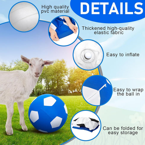 4 Pcs Goat Ball Toy Set with Covers, Anti Burst Training Toy with Inflator Pump