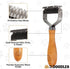 Pet Dematting Comb for Dogs and Cats - Wooden Handle Deshedding Rake for All Hair Types