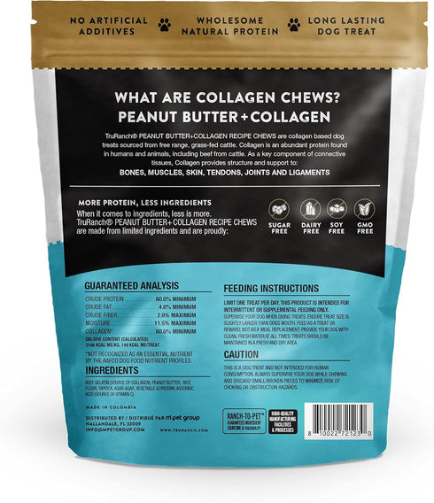 Collagen Chips Peanut Butter, Healthy Joint Support Dog Treat, Rawhide Alternative, Skin & Coat Health, Made with Real Peanut Butter, 1 Bag, 8.2 oz