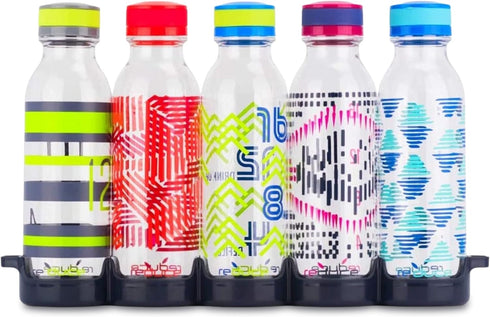 Reduce WaterWeek 20oz Reusable Water Bottle Set of 5 - BPA-Free, Leak Proof Cap, Plus Fridge Tray