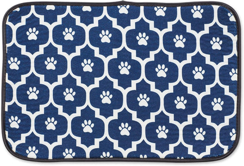 Bone Dry Ultra Absorbent Pet Mat, Machine Washable, 12x18, Nautical Blue/Off-White Lattice