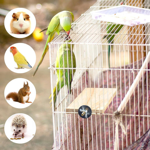 BILLIOTEAM 4-Size Bird Platforms with Wood Perches and Stand Boards - Habitat Cage Corner Shelves with Stainless Steel