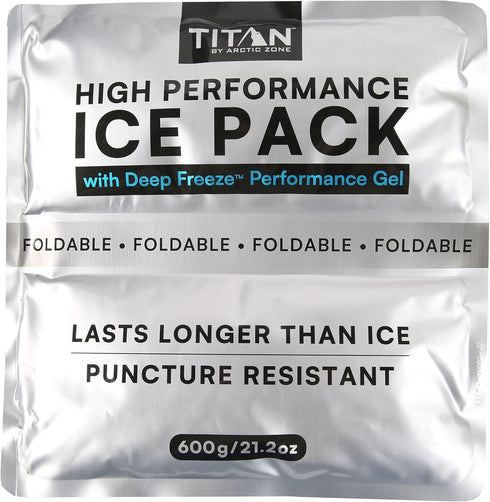 Titan by Arctic Zone Pack 10-Piece Set Frozen 8 High Performance Ice Combo, with Deep Freeze Gel, Multiple Sizes, Stays