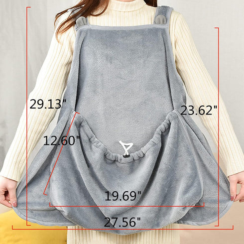 Cozy Pet Carrier Apron, Hands-Free Cat Sling for Indoor Outdoor Travel, Grey