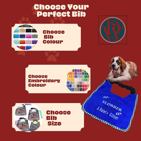 Adjustable Waterproof Drool Bib for Large Dogs - Glitter Embroidered