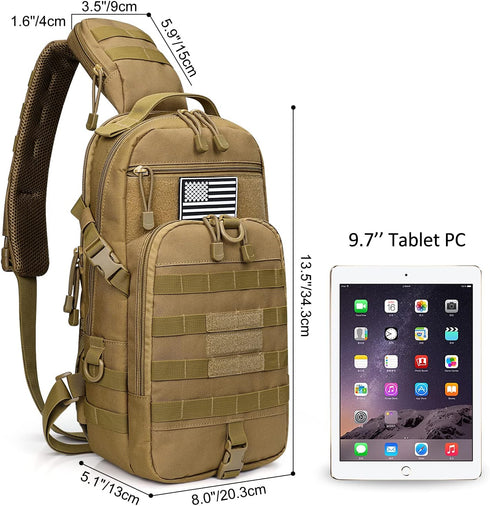 G4Free EDC Tactical Sling Bag Backpack, Molle Chest Shoulder Assault Pack, Outdoor Daypack