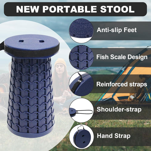18.1",600Lbs ALEVMOOM Upgraded Collapsible Stool with Thickened Cushion Max Weight Wider & Taller Pop Up Stool, Heavy
