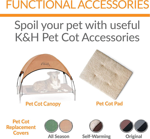 K&H Pet Products Elevated Outdoor Dog Cot Bed, Medium Green, Washable Breathable Mesh, Heavy Duty Frame