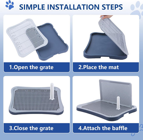 20 15.4 1.4 inch Pee Pad Holder, Indoor Potty Tray for Puppy and Small Size Dog with Pee Wall, Non-Skid Feet, * *