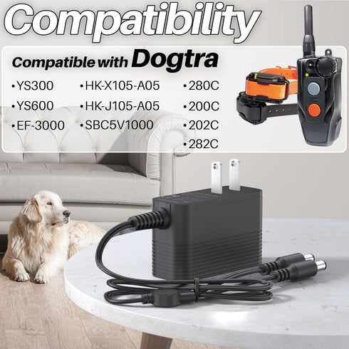 5 V Charger for Dogtra - Replacement Power Cord for Dogtra YS600, YS300, iQ Series Dog Collar Trainer