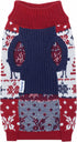 Blueberry Pet Ugly Christmas Reindeer Dog Sweater, Turtleneck Holiday Matching Clothes for Medium Dogs, Tango Red &