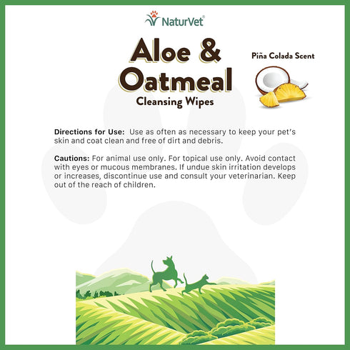 NaturVet Aloe & Oatmeal Cleansing Wipes for Dogs & Cats, 60 Count