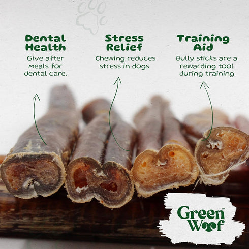 Bully Sticks (12 Inch), 100% Pure Beef Treats, Easily Digestible, Organic, Grain-Free, Durable Chews for Medium & Large
