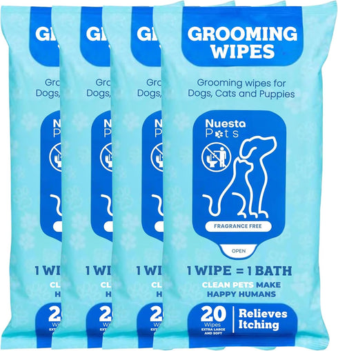 Pets XL Hypoallergenic Pet Wipes, Deodorizing No Bath Cleaning for Dogs & Puppy Grooming, Aloe & Chamomile