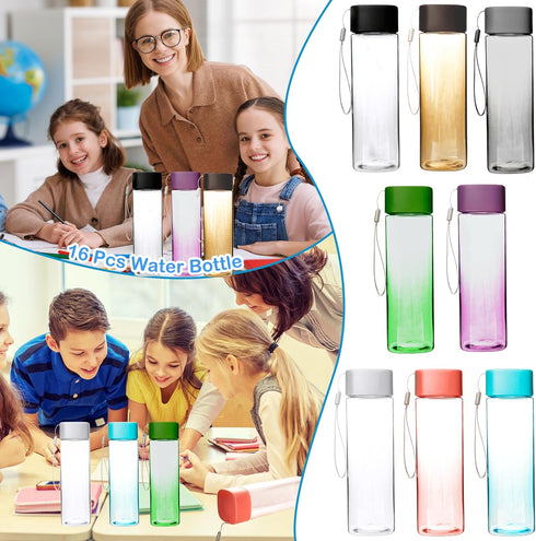 Faytark 16 17 oz Set 1) Pcs Plastic Water Bottle Bulk Leak-Proof Portable reusable Square Drink Water Bottles