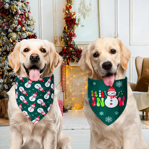 Agroon 3PCS, 6 Christmas Dog Bandanas XLarge Pattern Holiday Scarf for Boy and Girl, Triangle Reversible Bibs Breed